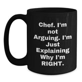 Funny Chef Black Coffee Mugs Gifts from Friends and Family for Christmas Unique Presents, Chef Humor, Black Ceramic Mugs, 11oz or 15oz, Gifts for Men and Women, Inspirational Chef Quotes, Chef Gifts - Main